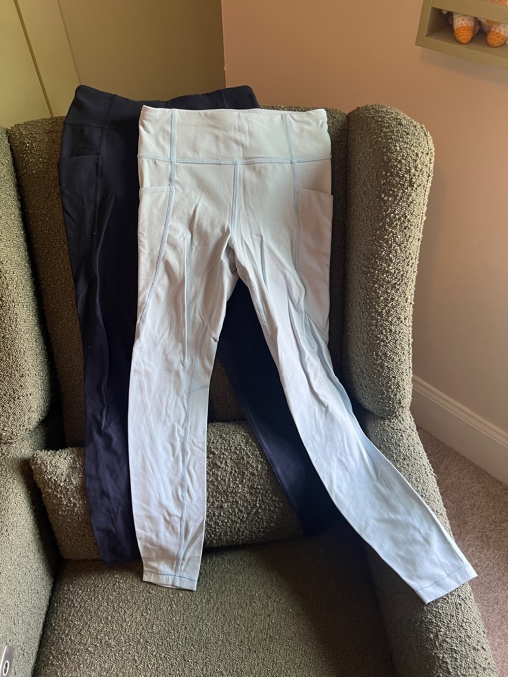 Athleta Girl Set of Solid High-Waist Leggings in Light Blue and Navy